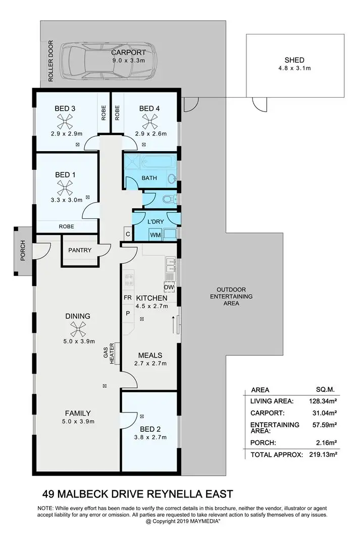 Floorplan of Homely house listing, 49 Malbeck Drive, Reynella East SA 5161