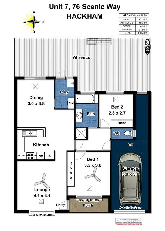 Floorplan of Homely unit listing, 7/76 Scenic Way, Hackham SA 5163