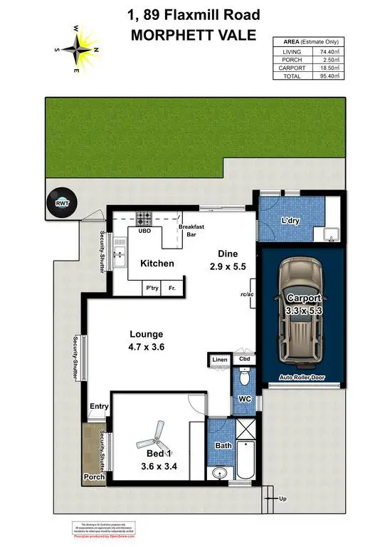 Floorplan of Homely unit listing, 1/89 Flaxmill Road, Morphett Vale SA 5162