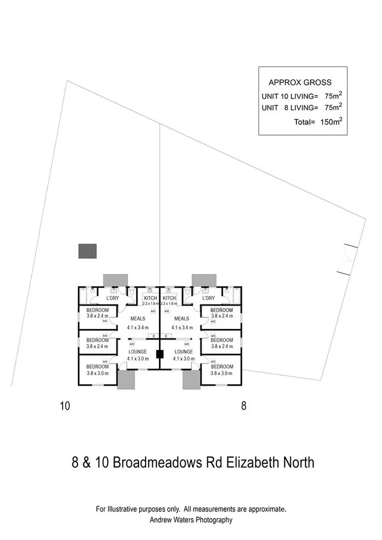Floorplan of Homely semi-detached listing, 8 Broadmeadows Road, Elizabeth North SA 5113