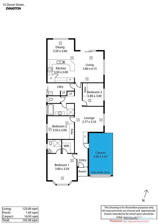 Floorplan of Homely house listing, 15, Dyson Street, Evanston SA 5116