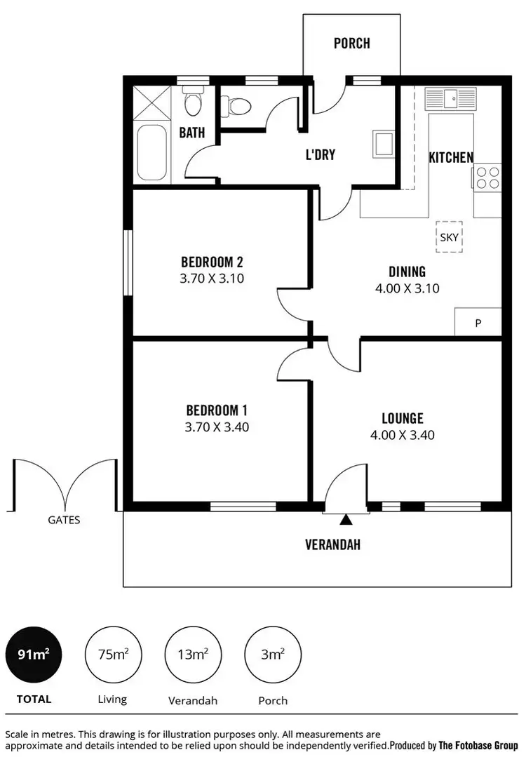 Floorplan of Homely semi-detached listing, 34 Seabourne Road, Taperoo SA 5017