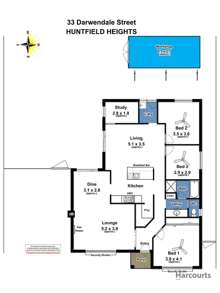Floorplan of Homely house listing, 33 Darwendale Street, Huntfield Heights SA 5163