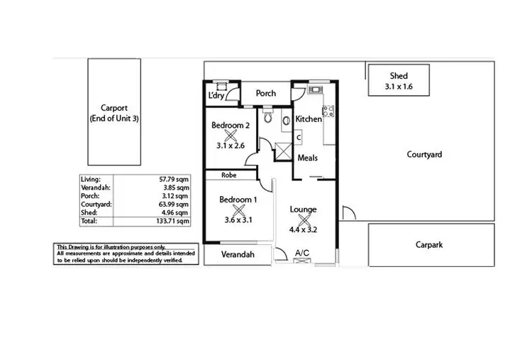 Floorplan of Homely unit listing, 2/398 Cross Road, Clarence Park SA 5034