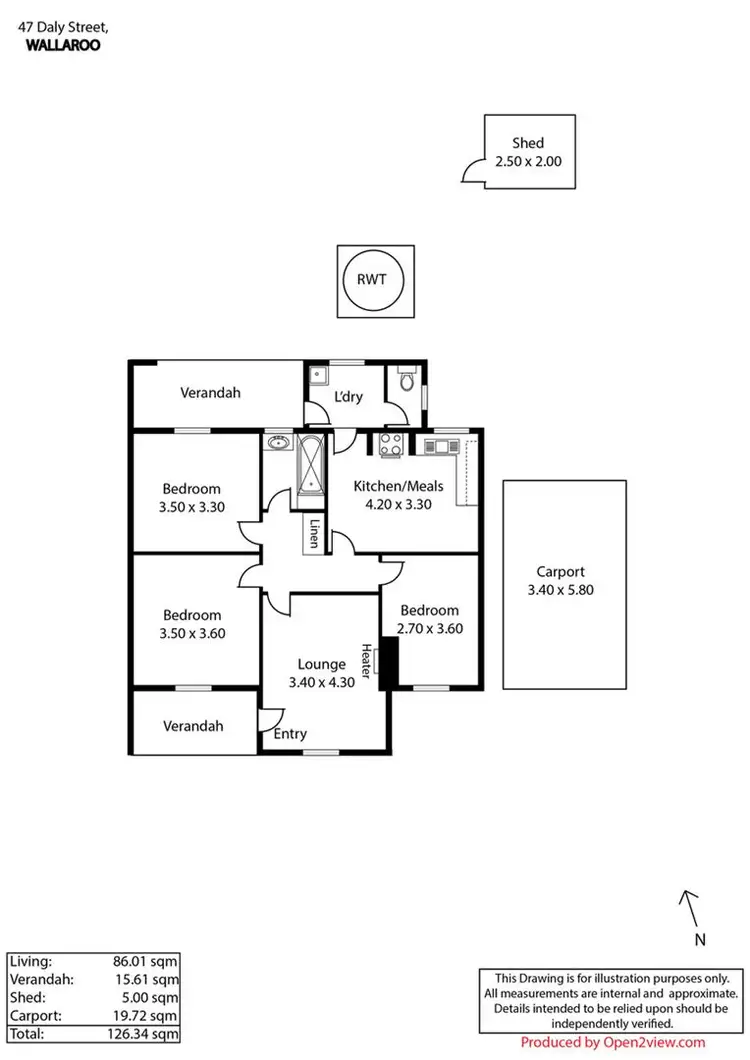 Floorplan of Homely semi-detached listing, 47 Daly Street, Wallaroo SA 5556