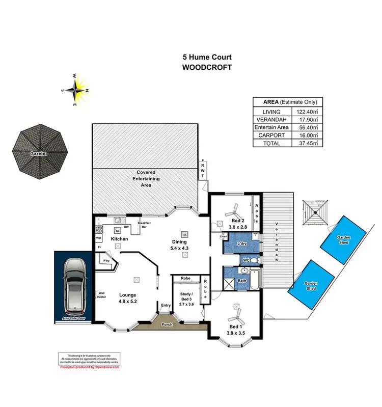 Floorplan of Homely house listing, 5 Hume Court, Woodcroft SA 5162
