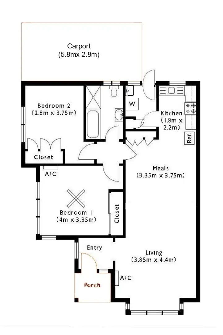 Floorplan of Homely unit listing, 1/10 Peroomba Avenue, Kensington Gardens SA 5068