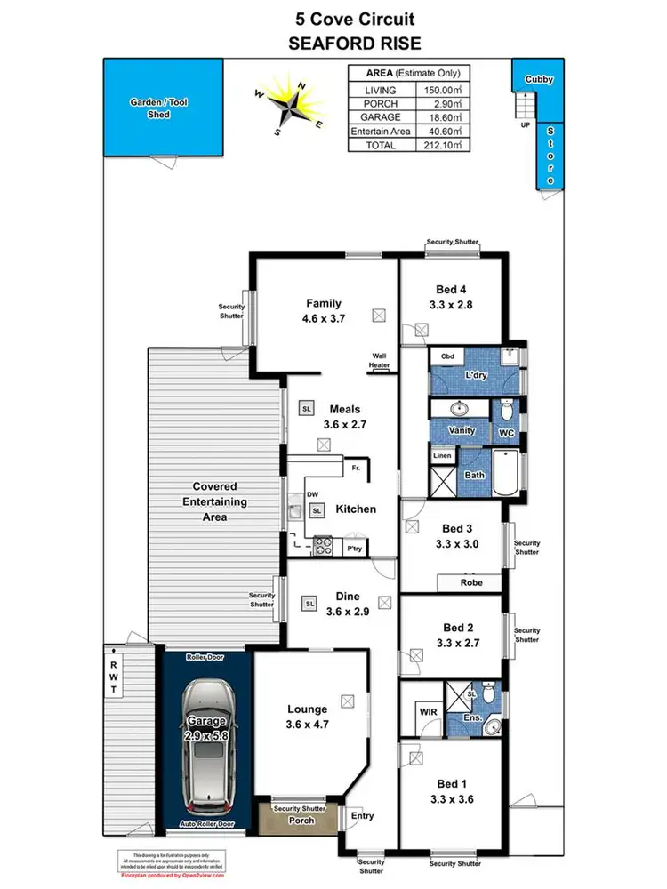 Floorplan of Homely house listing, 5 Cove Circuit, Seaford Rise SA 5169