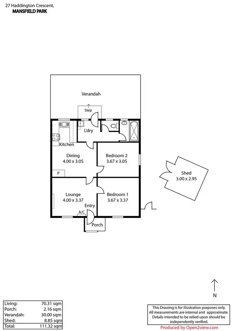 Floorplan of Homely semi-detached listing, 27 Haddington Crescent, Mansfield Park SA 5012