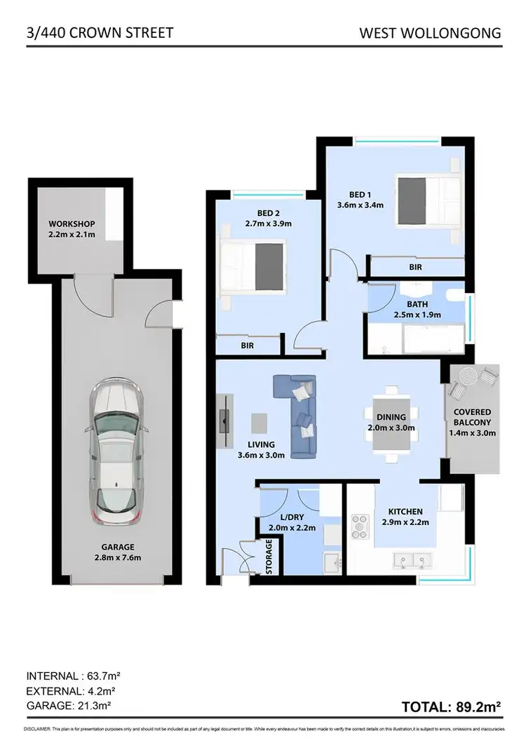 Floorplan of Homely unit listing, 3/440 Crown Street, West Wollongong NSW 2500