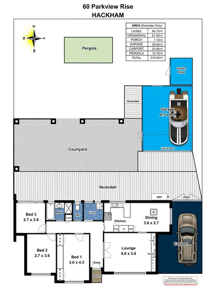 Floorplan of Homely house listing, 60 Parkview Rise, Hackham SA 5163