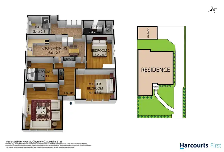 Floorplan of Homely unit listing, 1/58 Scotsburn Avenue, Clayton VIC 3168