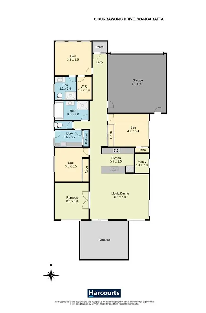 Floorplan of Homely house listing, 8 Currawong Drive, Wangaratta VIC 3677