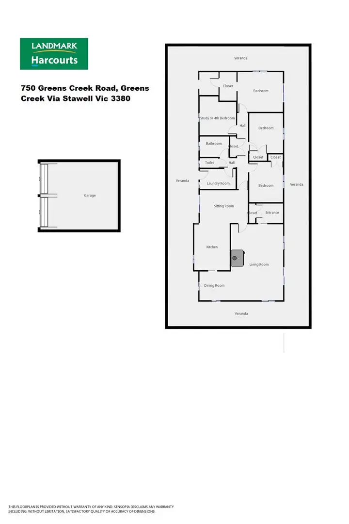 Floorplan of Homely rural property listing, 750 Greens Creek Road, Greens Creek Via, Stawell VIC 3380