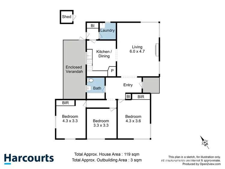 Floorplan of Homely villa listing, 3 Powell Road, Blackmans Bay TAS 7052