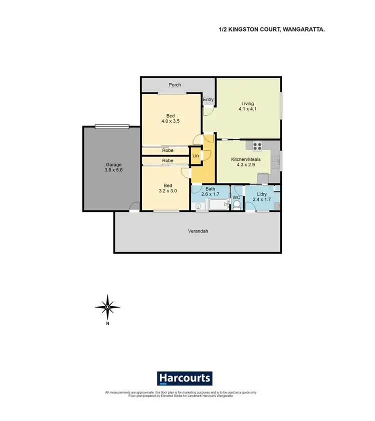 Floorplan of Homely unit listing, 1/2 Kingston Court, Wangaratta VIC 3677