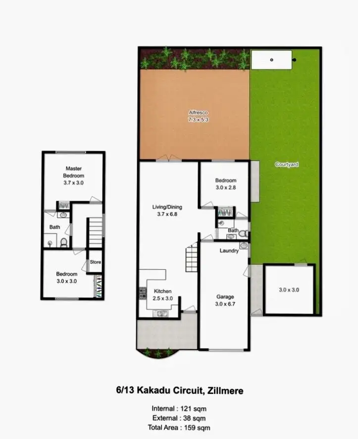 Floorplan of Homely townhouse listing, 6/13 Kakadu Circuit, Zillmere QLD 4034