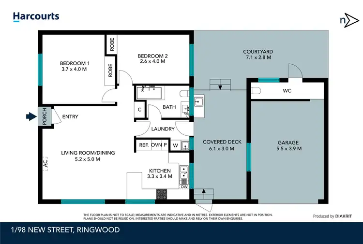 Floorplan of Homely unit listing, 1/98 New Street, Ringwood VIC 3134