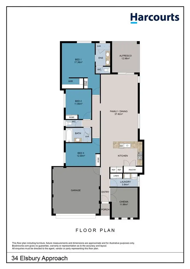 Floorplan of Homely house listing, 34 Elsbury Approach, Clarkson WA 6030