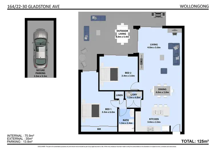 Floorplan of Homely unit listing, 164/22 Gladstone Avenue, Wollongong NSW 2500