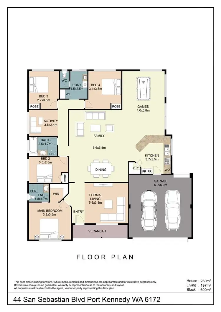 Floorplan of Homely house listing, 44 San Sebastian Blvd, Port Kennedy WA 6172