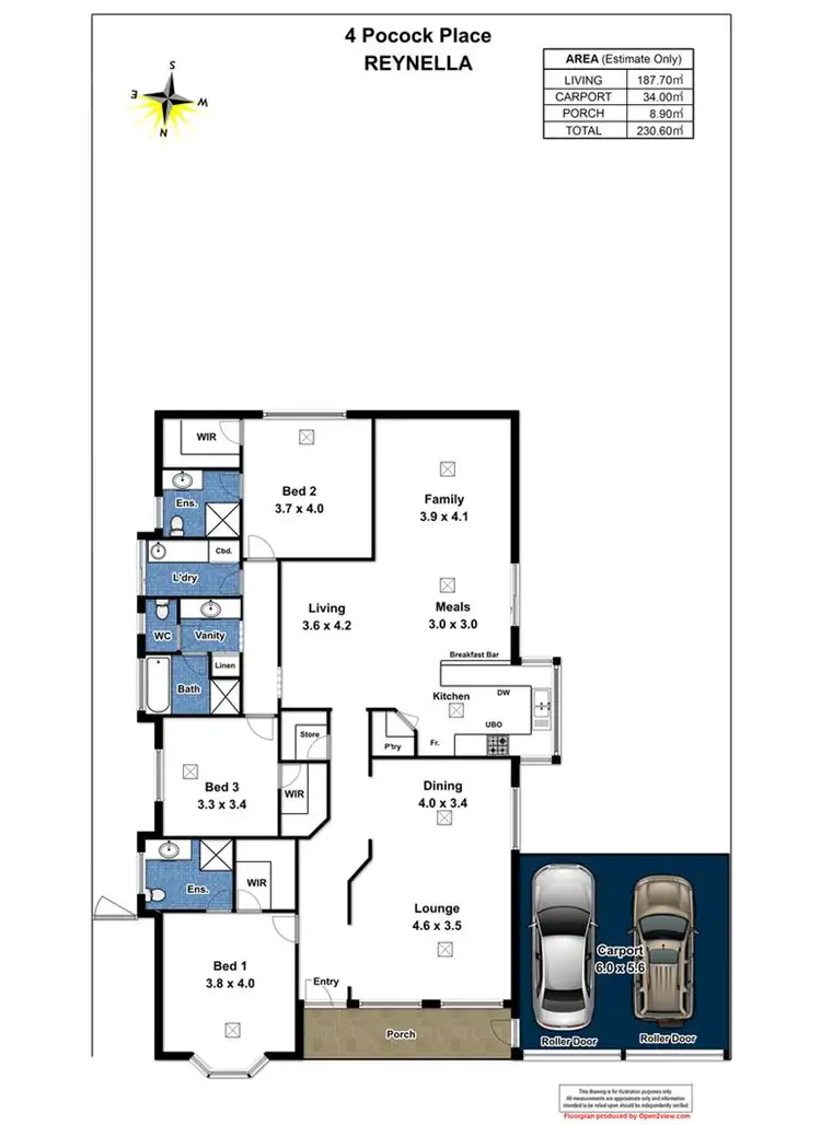 Floorplan of Homely house listing, 4 Pocock Place, Reynella SA 5161