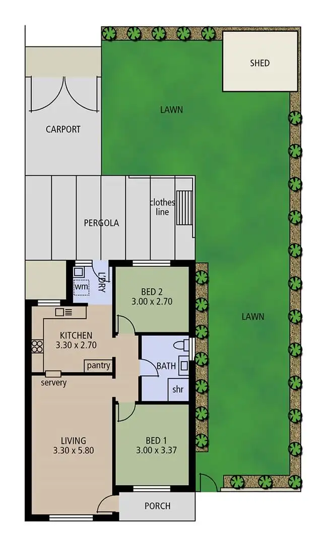 Floorplan of Homely unit listing, 1/3 Douglas Avenue, Reynella SA 5161