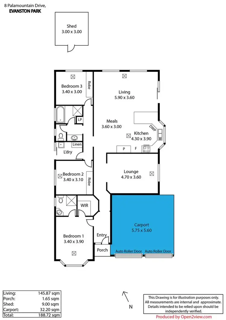 Floorplan of Homely house listing, 8 Palamountain Drive, Evanston Park SA 5116