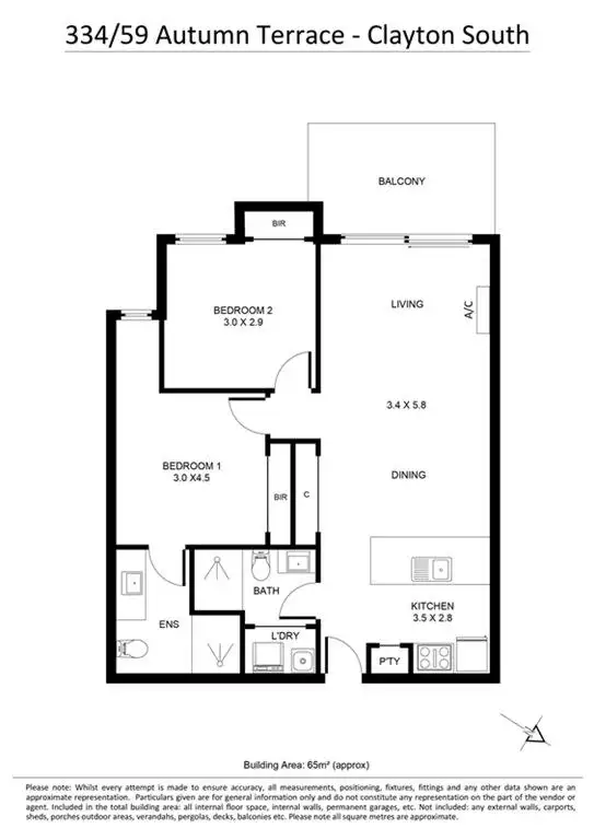 Floorplan of Homely apartment listing, 334/59 Autumn Terrace, Clayton South VIC 3169