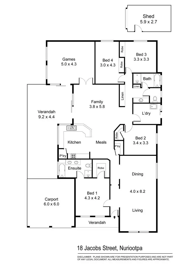 Floorplan of Homely house listing, 18 Jacobs Street, Nuriootpa SA 5355