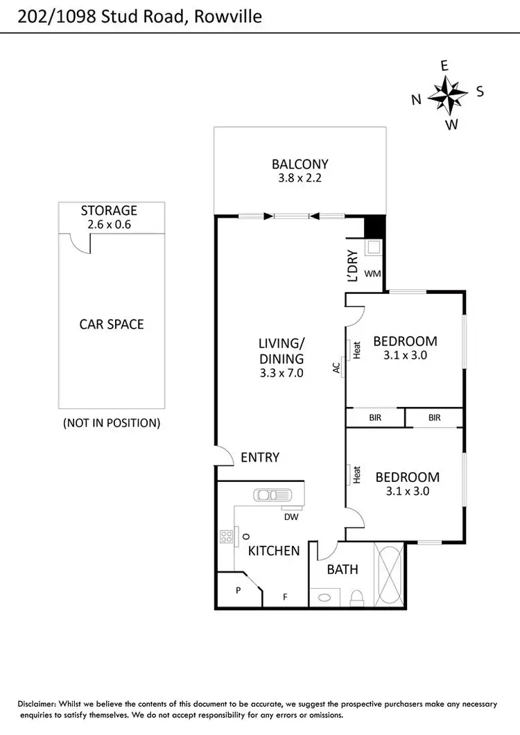 Floorplan of Homely apartment listing, 202/1098 Stud Road, Rowville VIC 3178