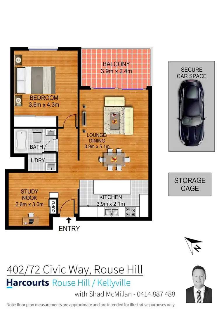 Floorplan of Homely apartment listing, 402/72 Civic Way, Rouse Hill NSW 2155
