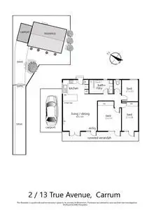 Floorplan of Homely unit listing, 2/13 True Avenue, Carrum VIC 3197