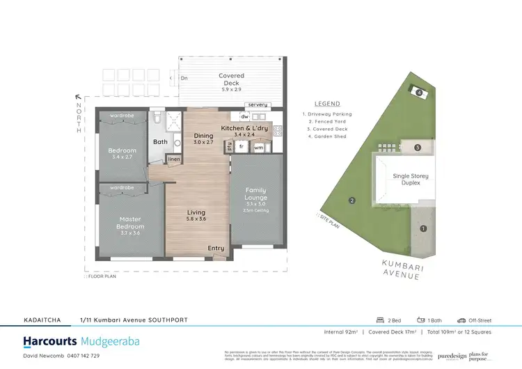 Floorplan of Homely semi-detached listing, 1/11 Kumbari Ave, Southport QLD 4215