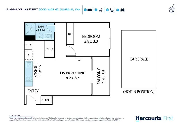 Floorplan of Homely apartment listing, 1810E/888 Collins Street, Docklands VIC 3008