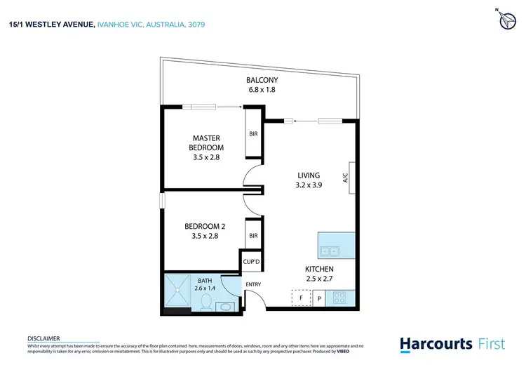 Floorplan of Homely apartment listing, 515/1 Westley Avenue, Ivanhoe VIC 3079