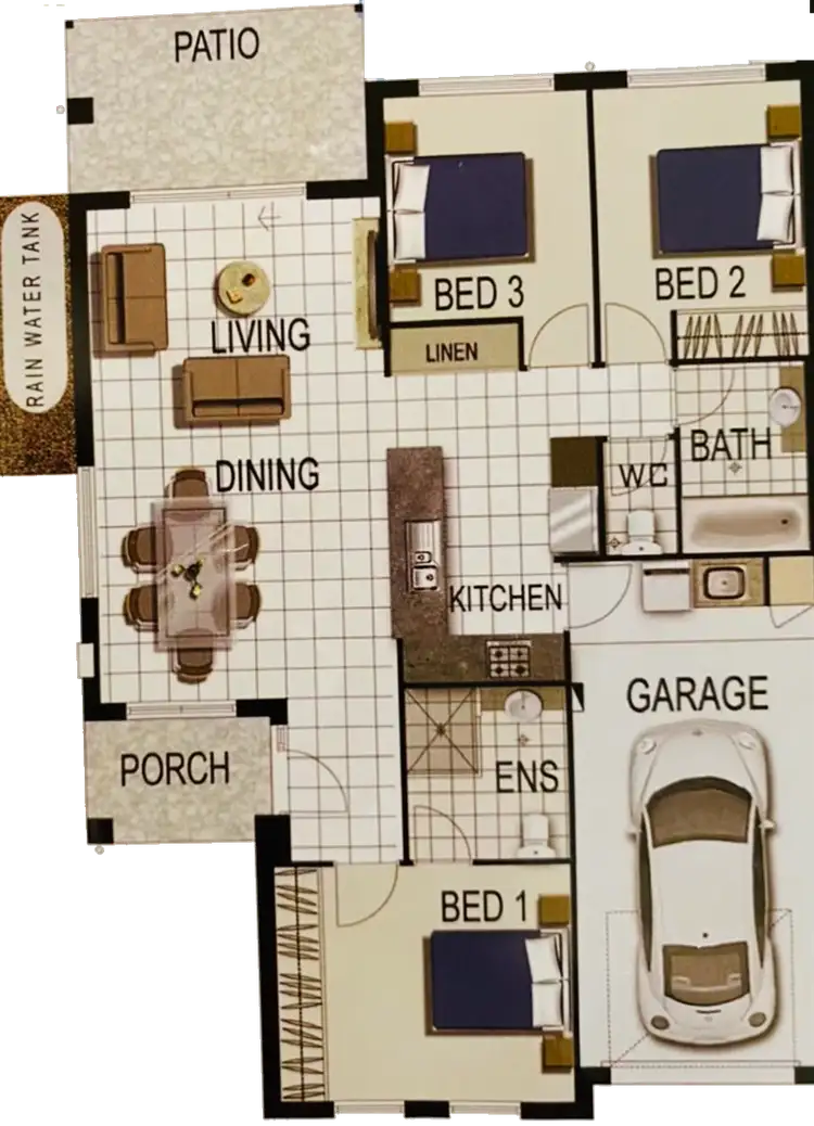 Floorplan of Homely unit listing, 1/73 Glass House Circuit, Kallangur QLD 4503
