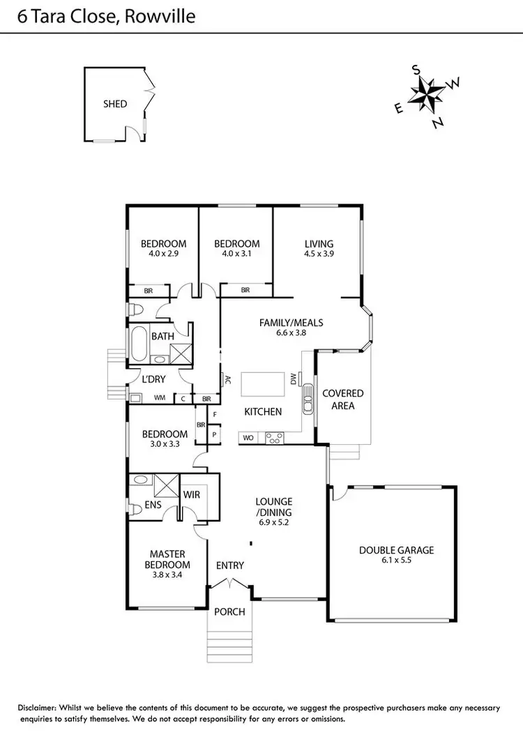 Floorplan of Homely house listing, 6 Tara Close, Rowville VIC 3178