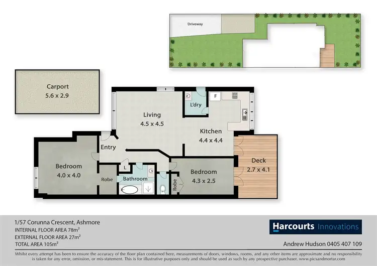 Floorplan of Homely semi-detached listing, 1/57 Corunna Cresent, Ashmore QLD 4214
