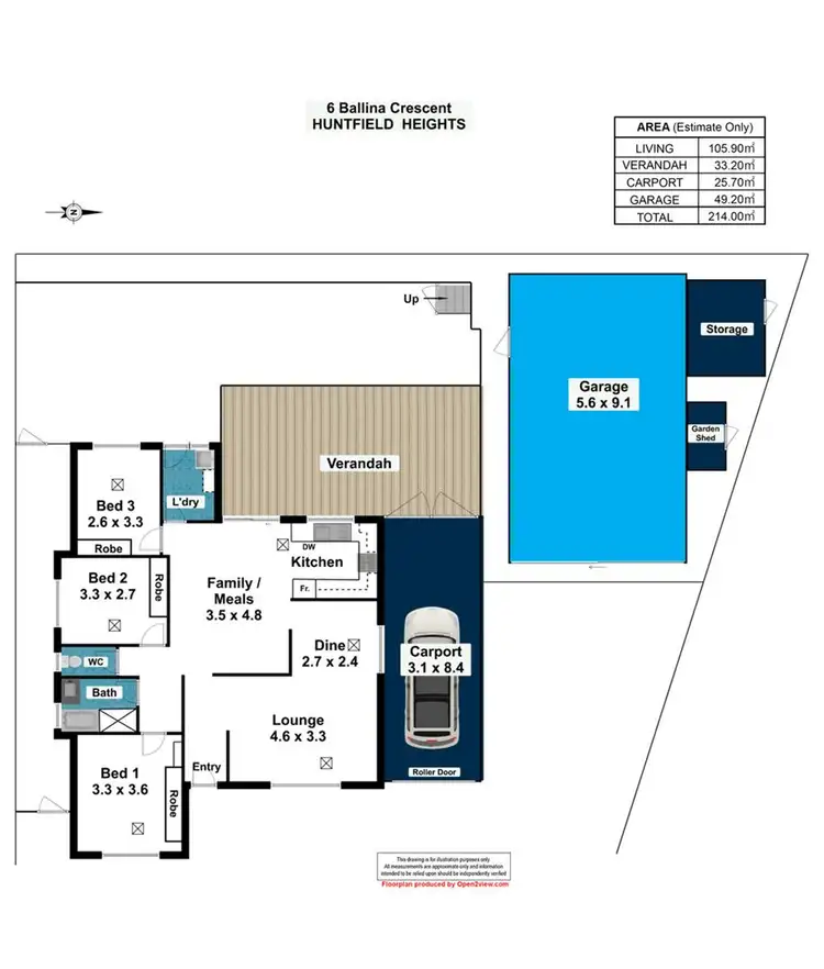 Floorplan of Homely house listing, 6 Ballina Court, Huntfield Heights SA 5163