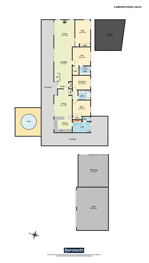 Floorplan of Homely house listing, 9 Simpson Street, Oxley VIC 3678