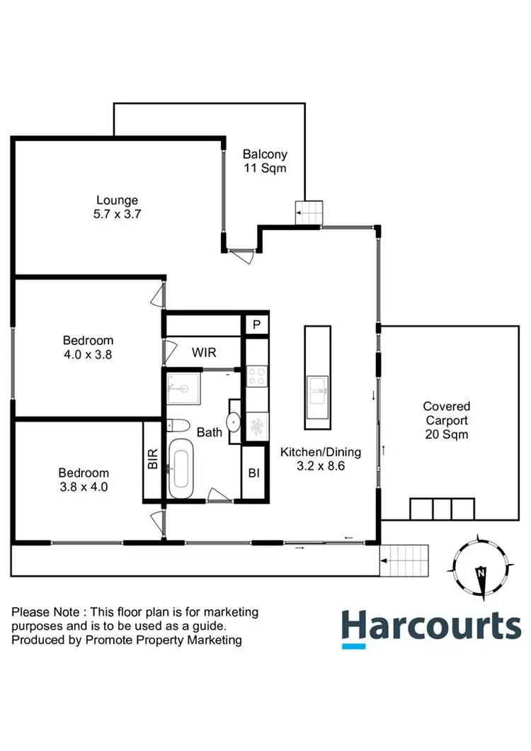 Floorplan of Homely unit listing, 2/56 Howrah Road, Howrah TAS 7018
