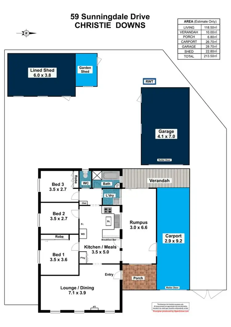 Floorplan of Homely house listing, 59 Sunningdale Drive, Christie Downs SA 5164