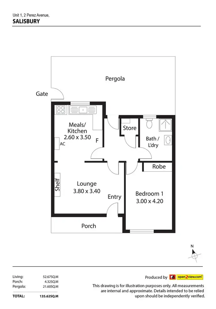 Floorplan of Homely unit listing, 1/2 Perez Avenue, Salisbury SA 5108