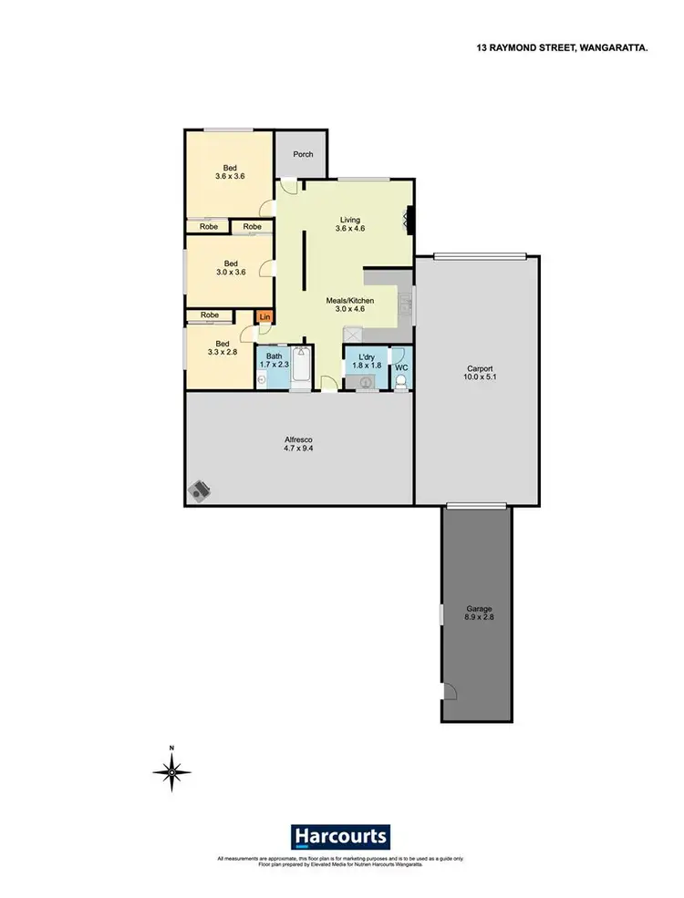 Floorplan of Homely house listing, 13 Raymond Street, Wangaratta VIC 3677
