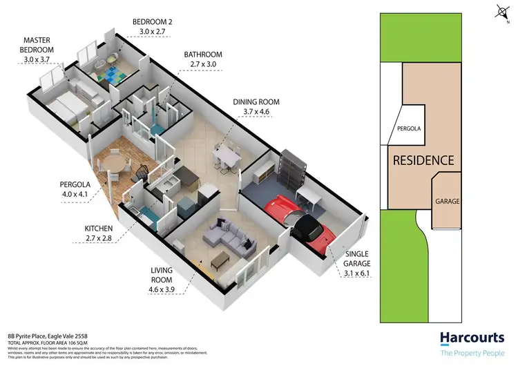 Floorplan of Homely semi-detached listing, 8B Pyrite Place, Eagle Vale NSW 2558