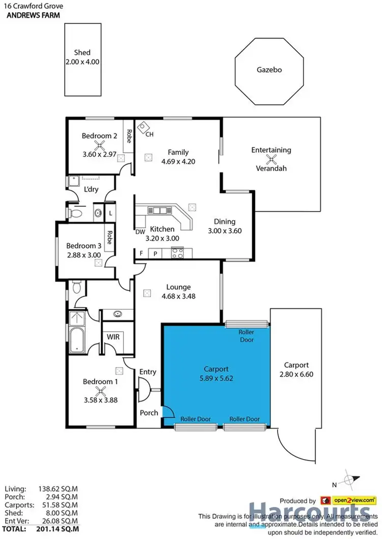 Floorplan of Homely house listing, 16 Crawford Grove, Andrews Farm SA 5114