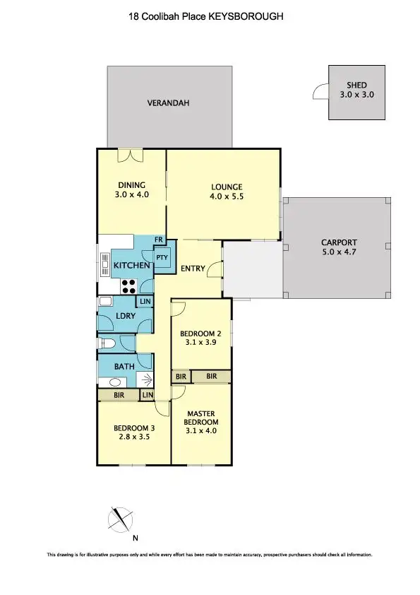 Floorplan of Homely house listing, 18 Coolibah Place, Keysborough VIC 3173