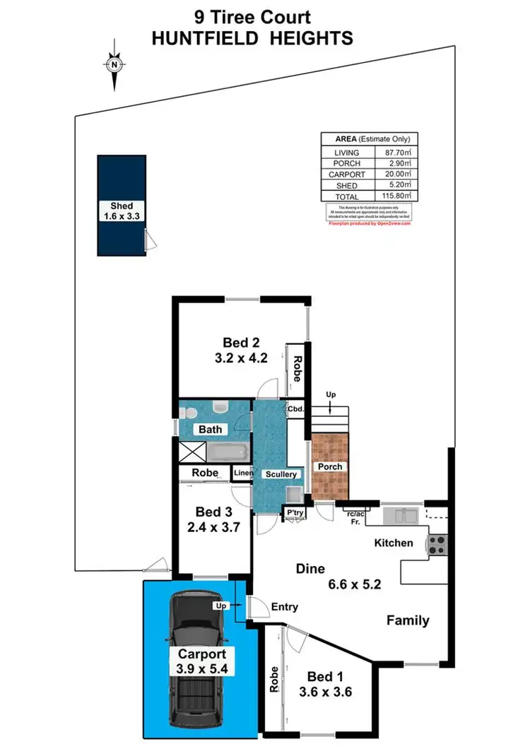 Floorplan of Homely house listing, 9 Tiree Court, Huntfield Heights SA 5163