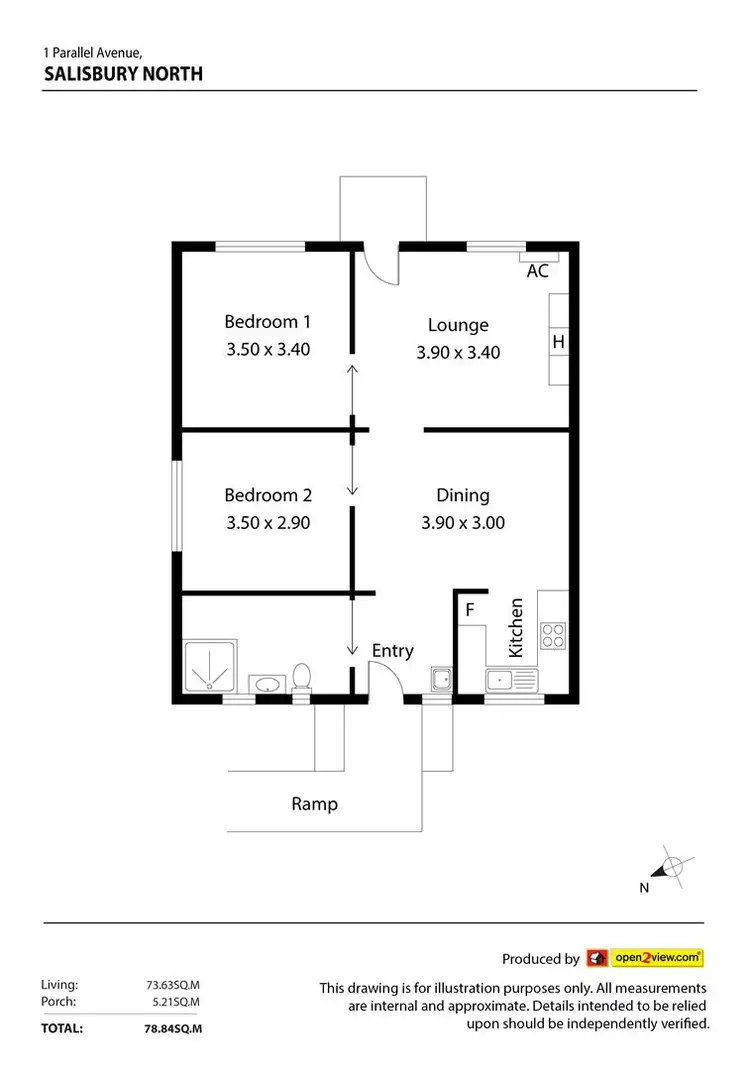 Floorplan of Homely semi-detached listing, 1 Parallel Avenue, Salisbury North SA 5108